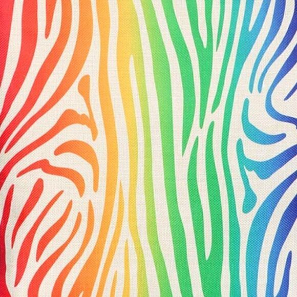 Zebra Pattern Printed Rainbow Canvas Tote Eco Bag - Picture 2 of 5